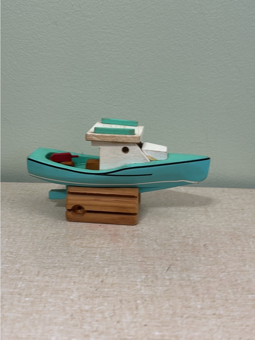 Vintage Pine Ridge Woodworks Maritime Folk Art Wooden Fishing Boat Model